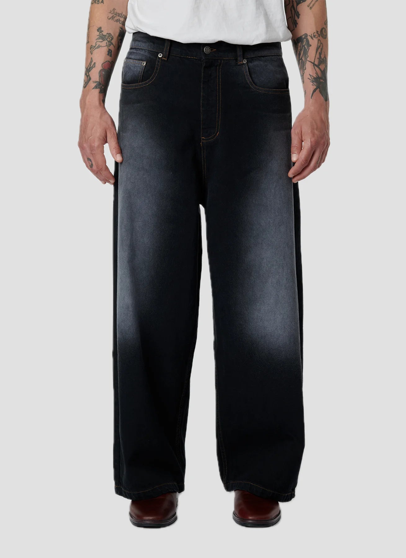 Men Sun Dyed Baggy Denim Pants Woven