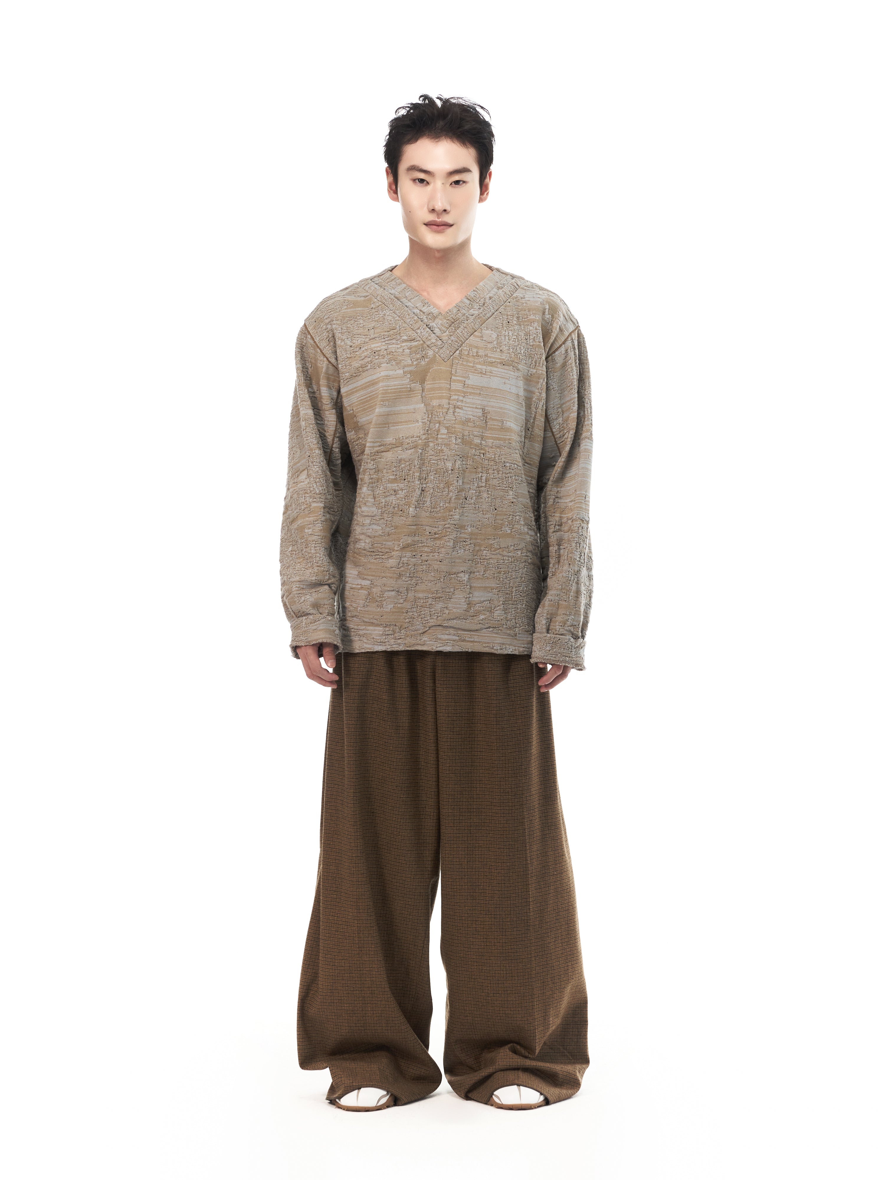 Double V Jacquard Knit Pullover