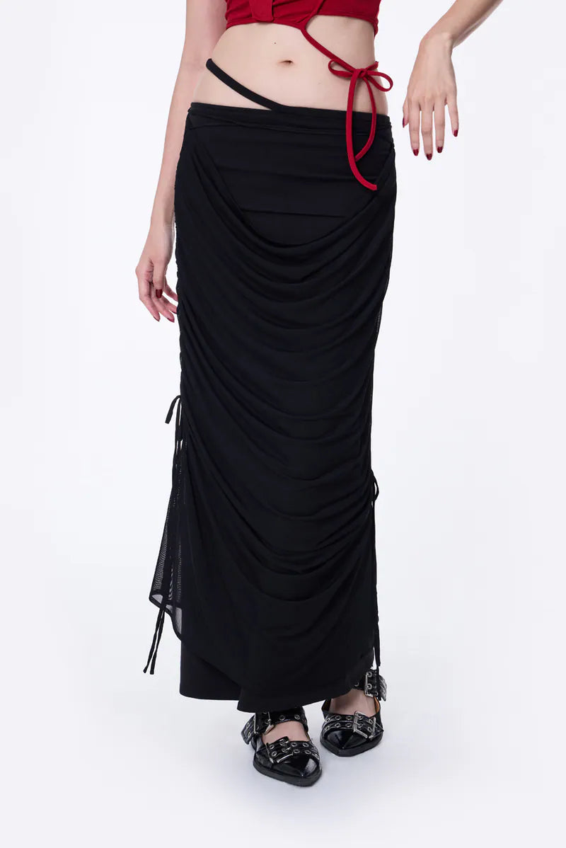 2-Way Detachable Draped Maxi Skirt
