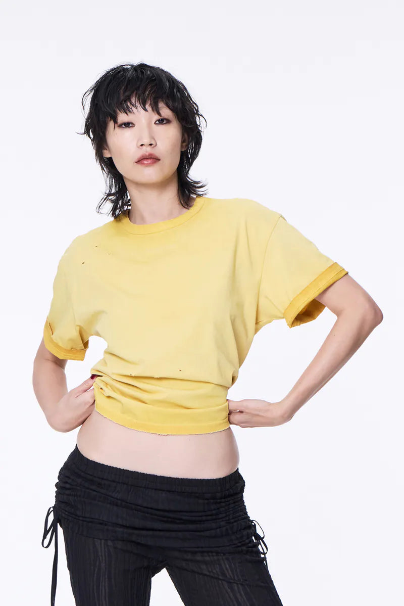 Cropped Dyed Logo Tee