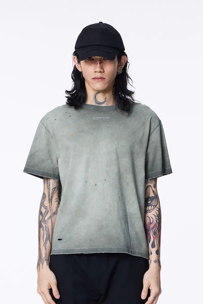 Cropped Dyed Logo Tee