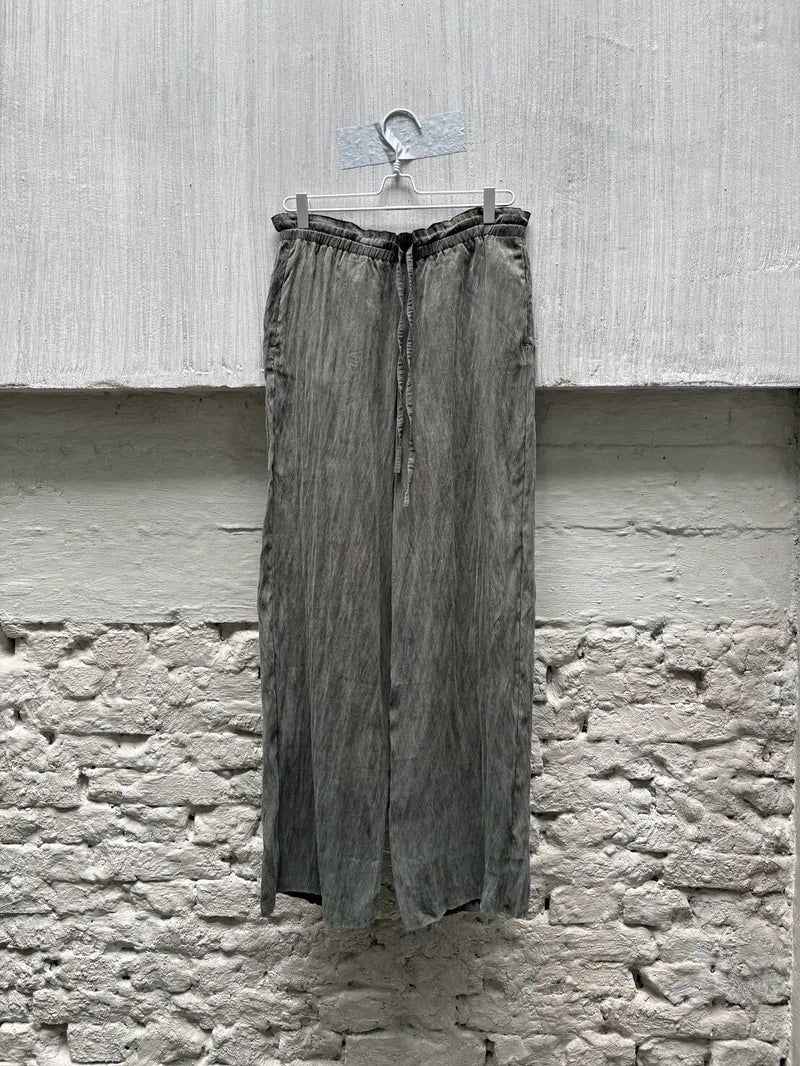 Frayed Drawstring Wide-Leg Trousers