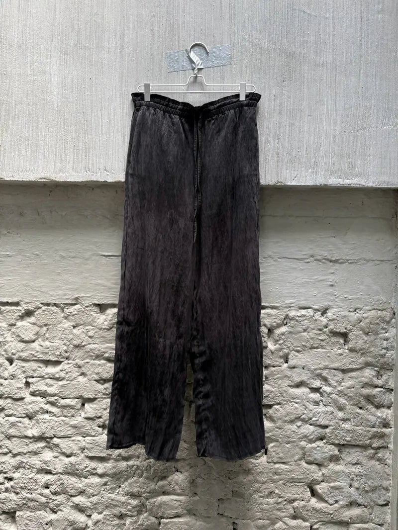 Frayed Drawstring Wide-Leg Trousers
