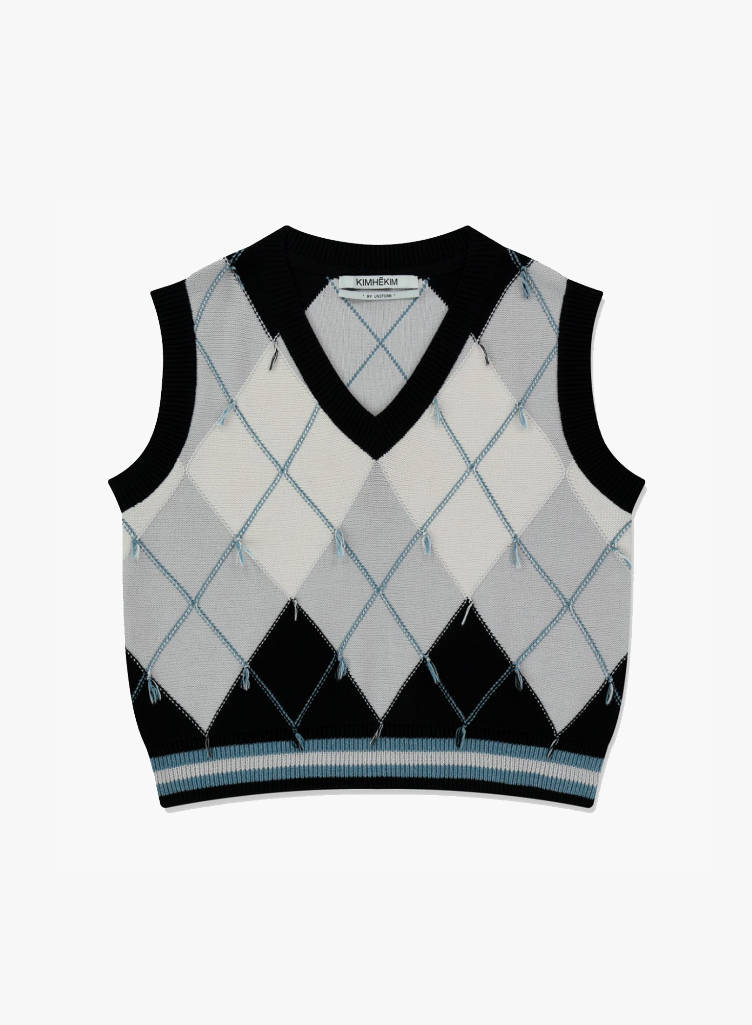 Argyle Reverse V-neck Knit Vest