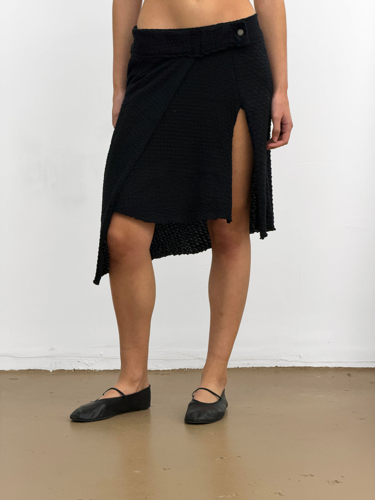 Black Knit Asymmetrical Skirt