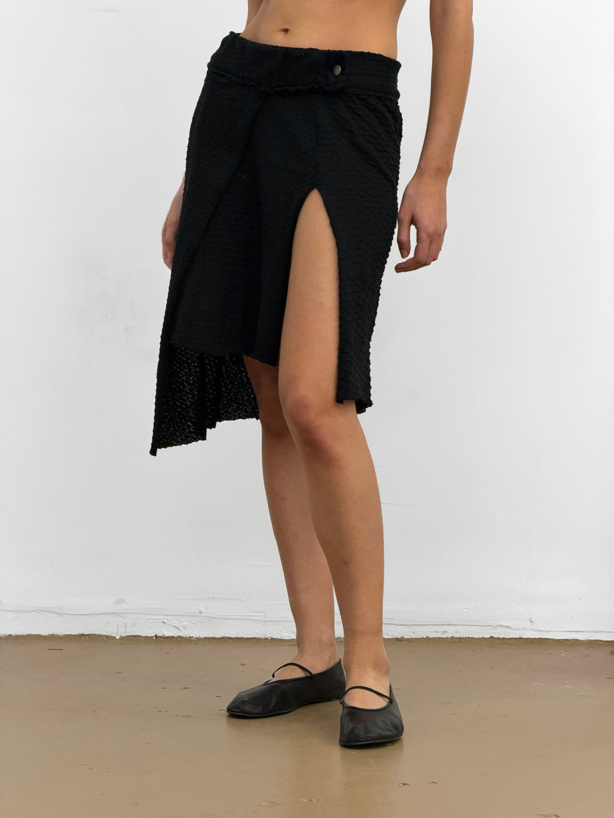 Black Knit Asymmetrical Skirt