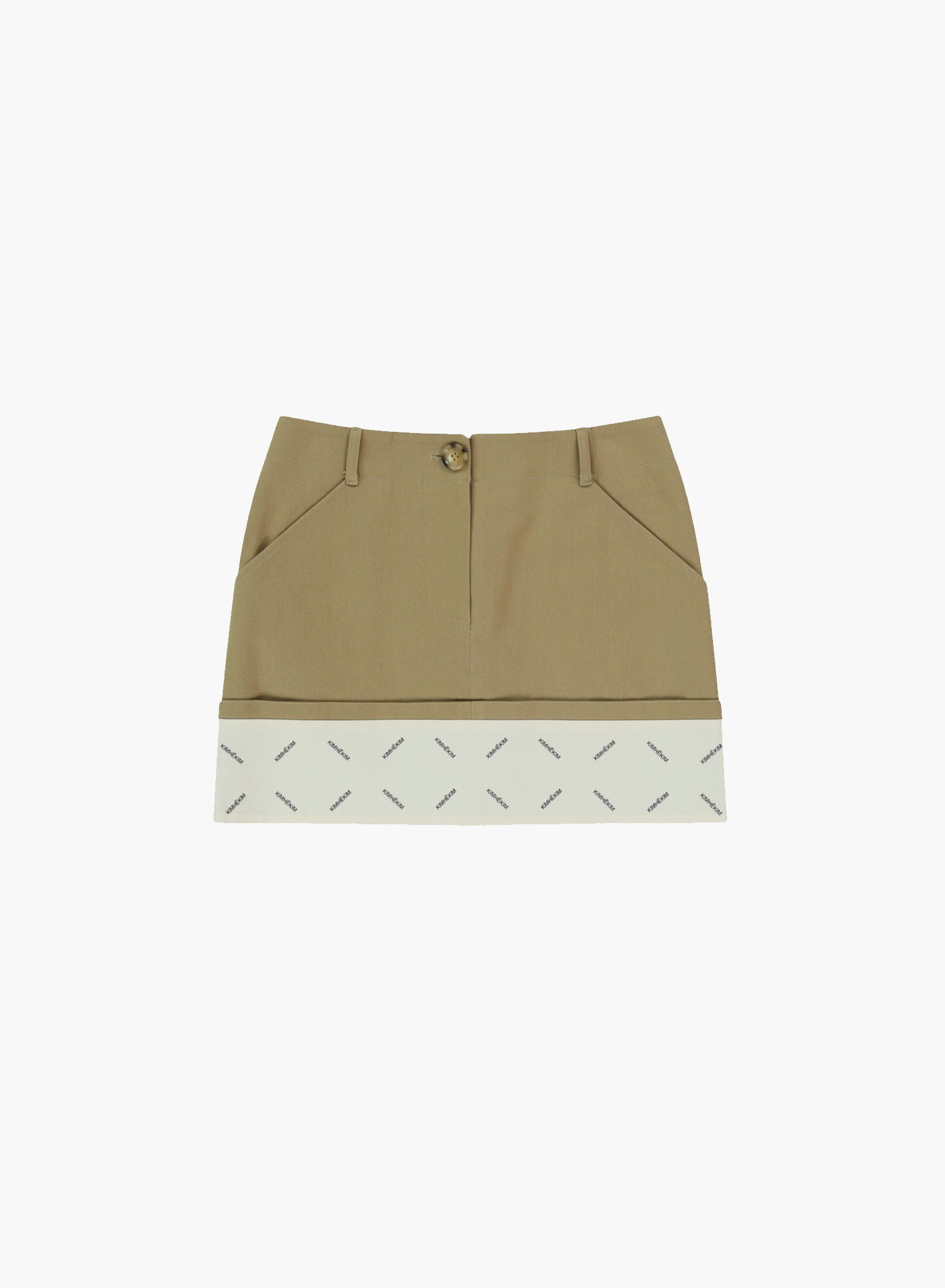 Bicolor Logo Printed Rolled Up Mini Skirt