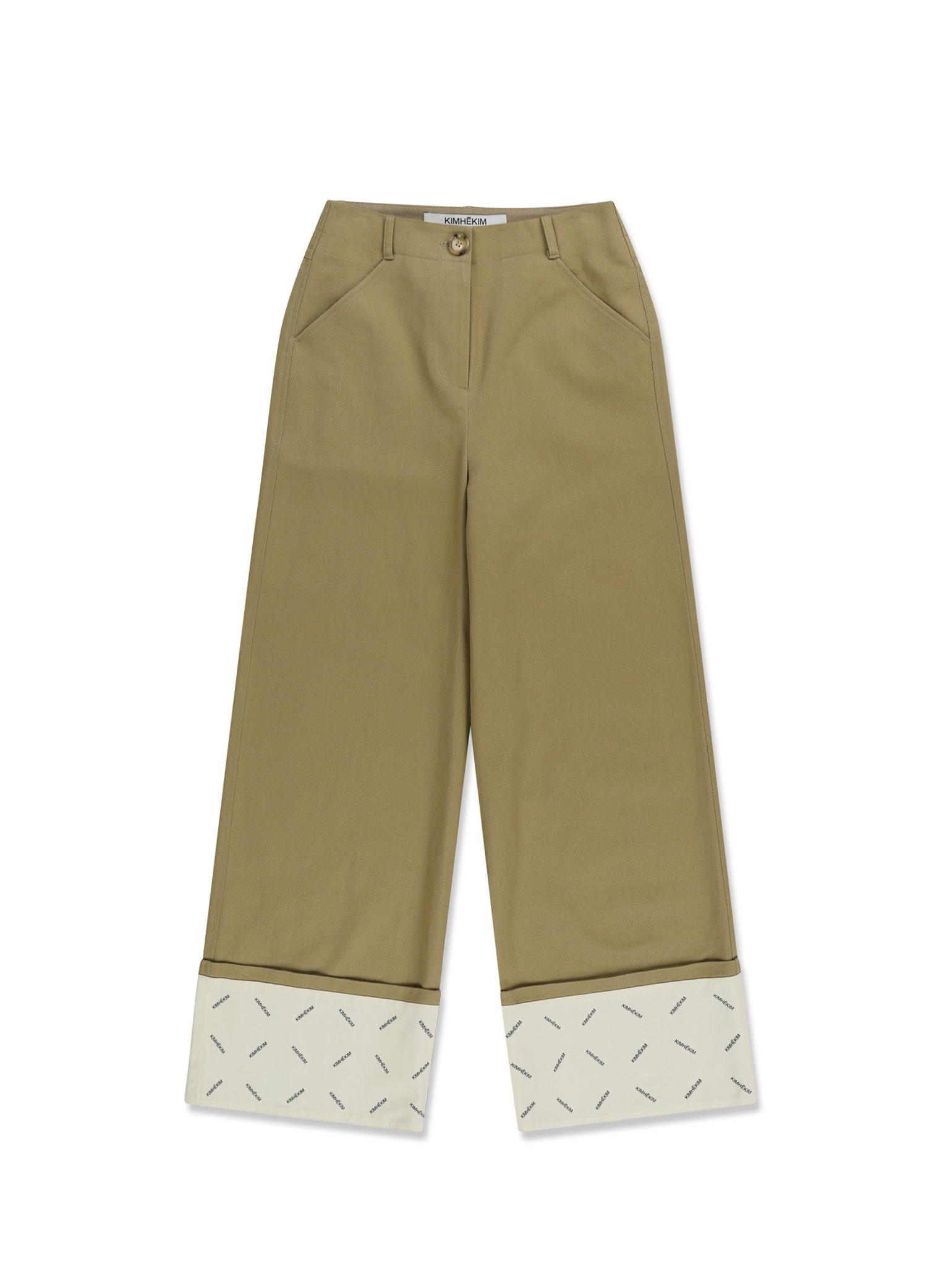 Bicolor Logo Printed Rolled Up Pants