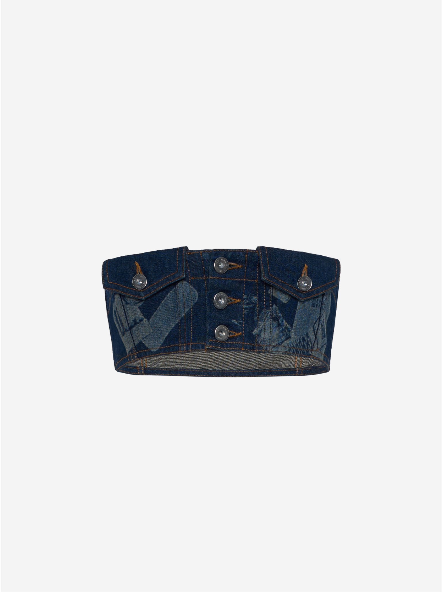 Denim Bra With Trompe L'oeil Print