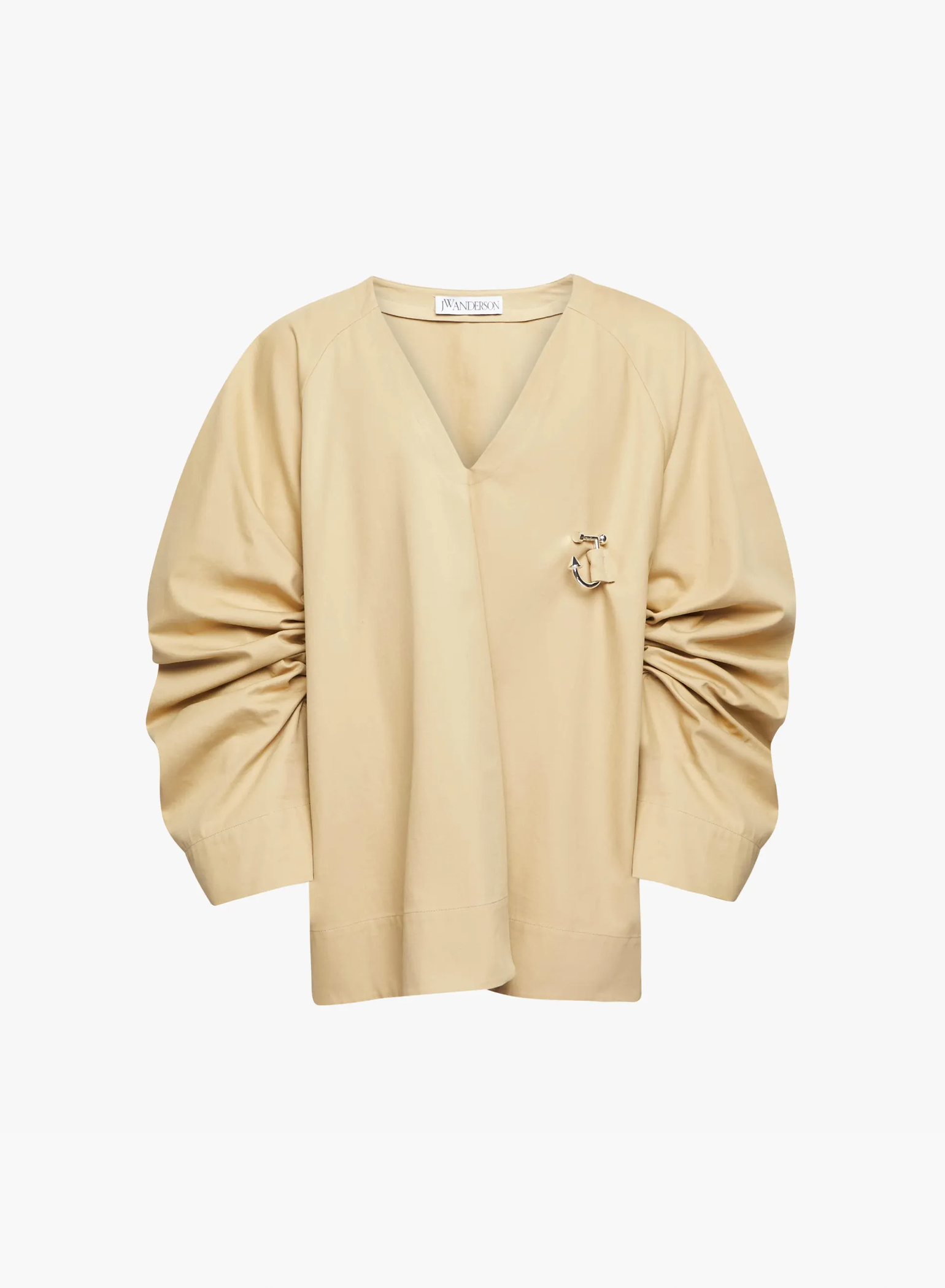 Gathered Sleeve V Neck Top