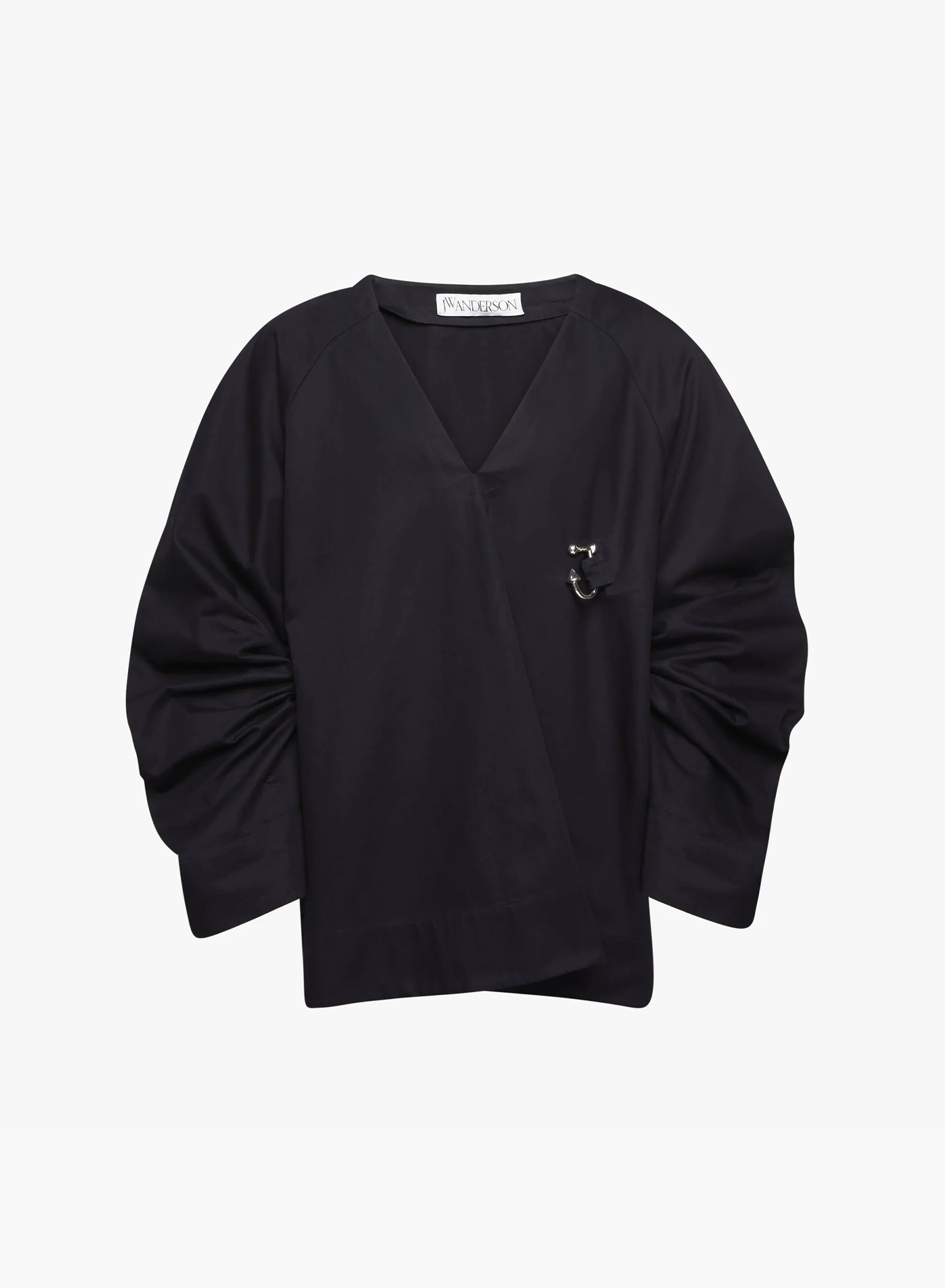 Gathered Sleeve V Neck Top