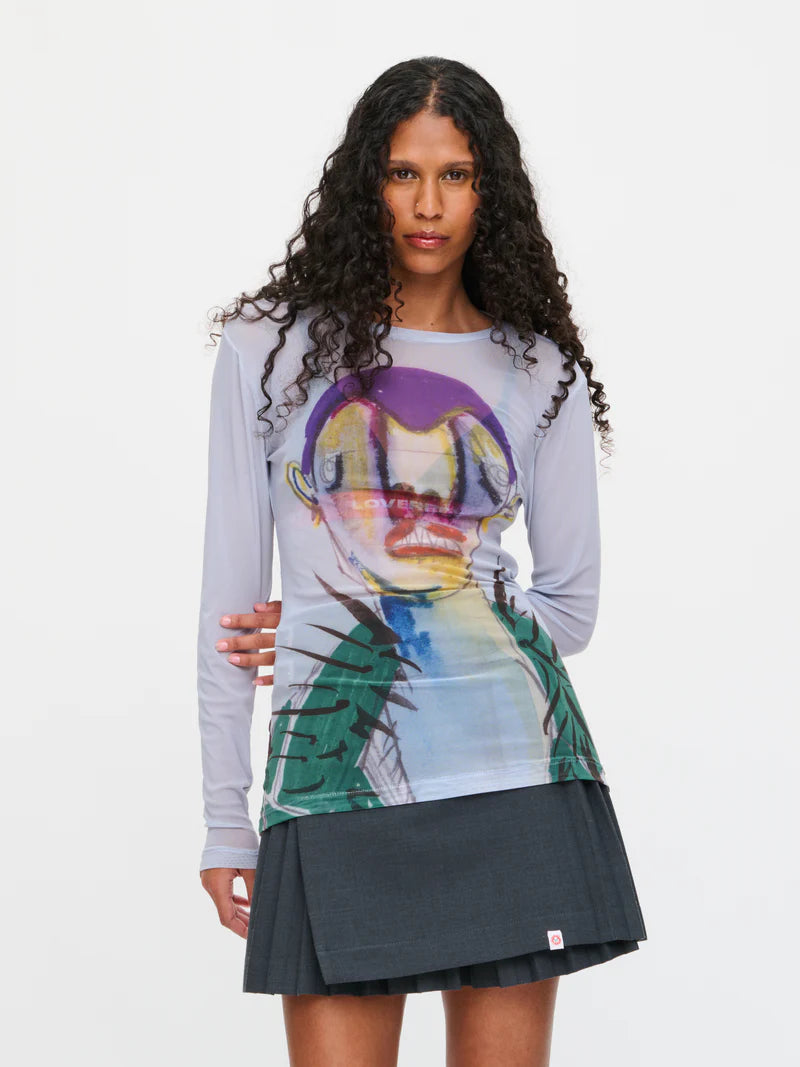 Knitted Powermesh Long Sleeve Tee