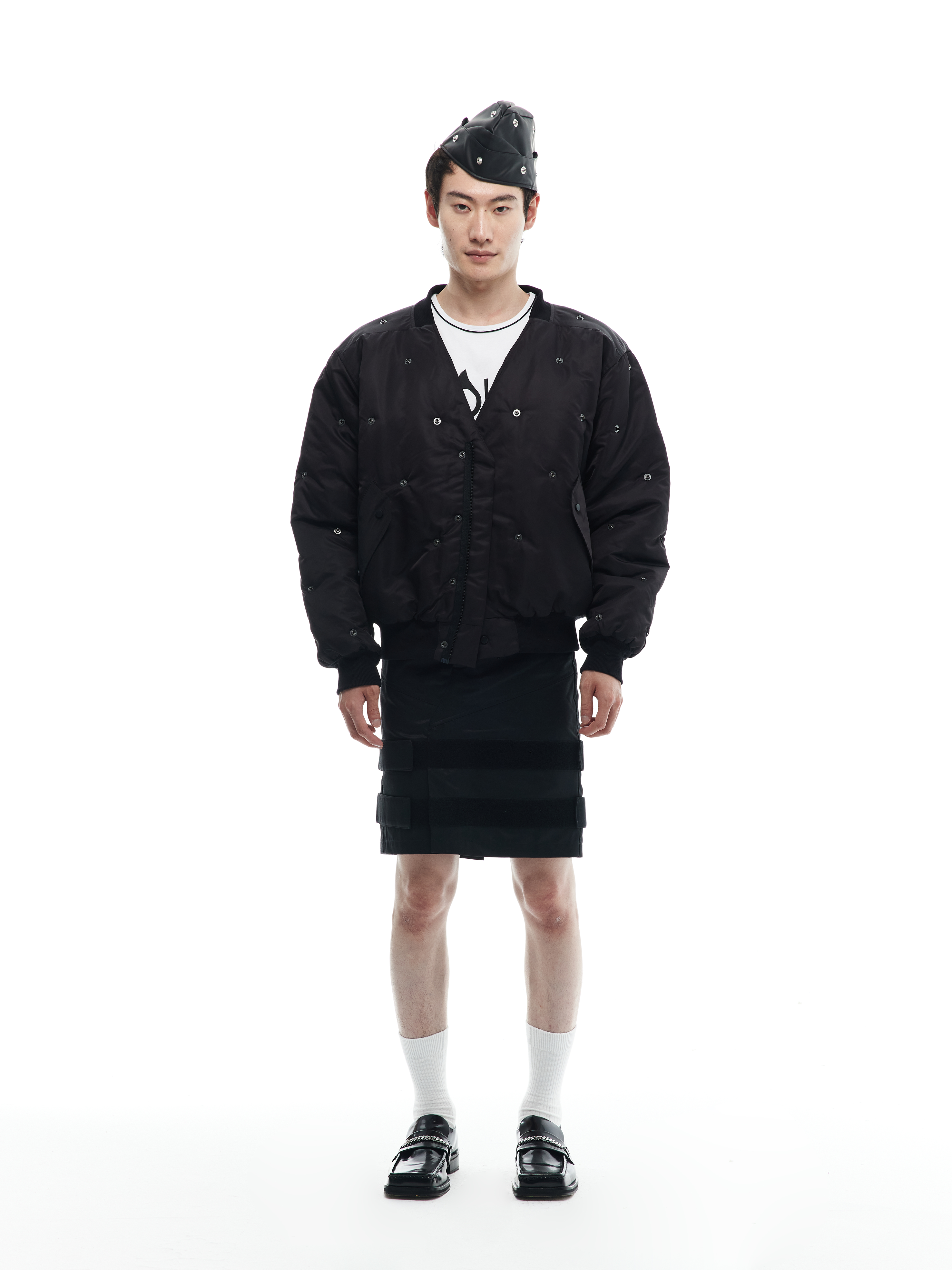 V Bomber Jacket with Studs