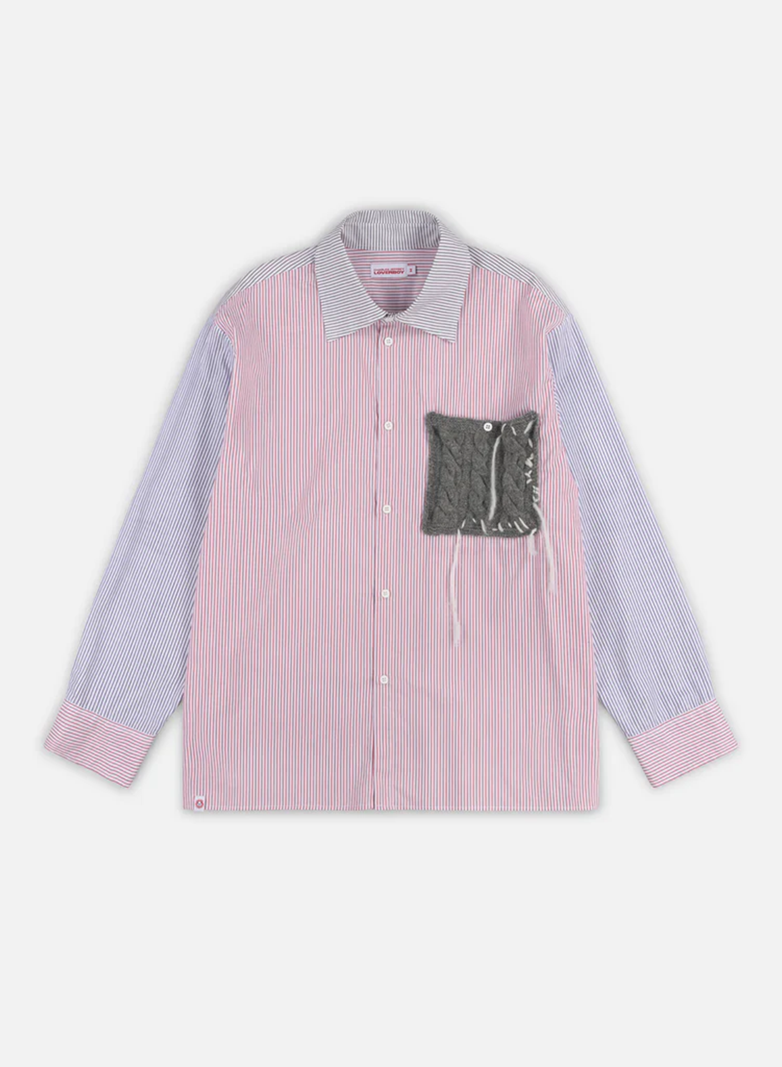 Oversized Long Sleeve Shirt With Knitted Patch