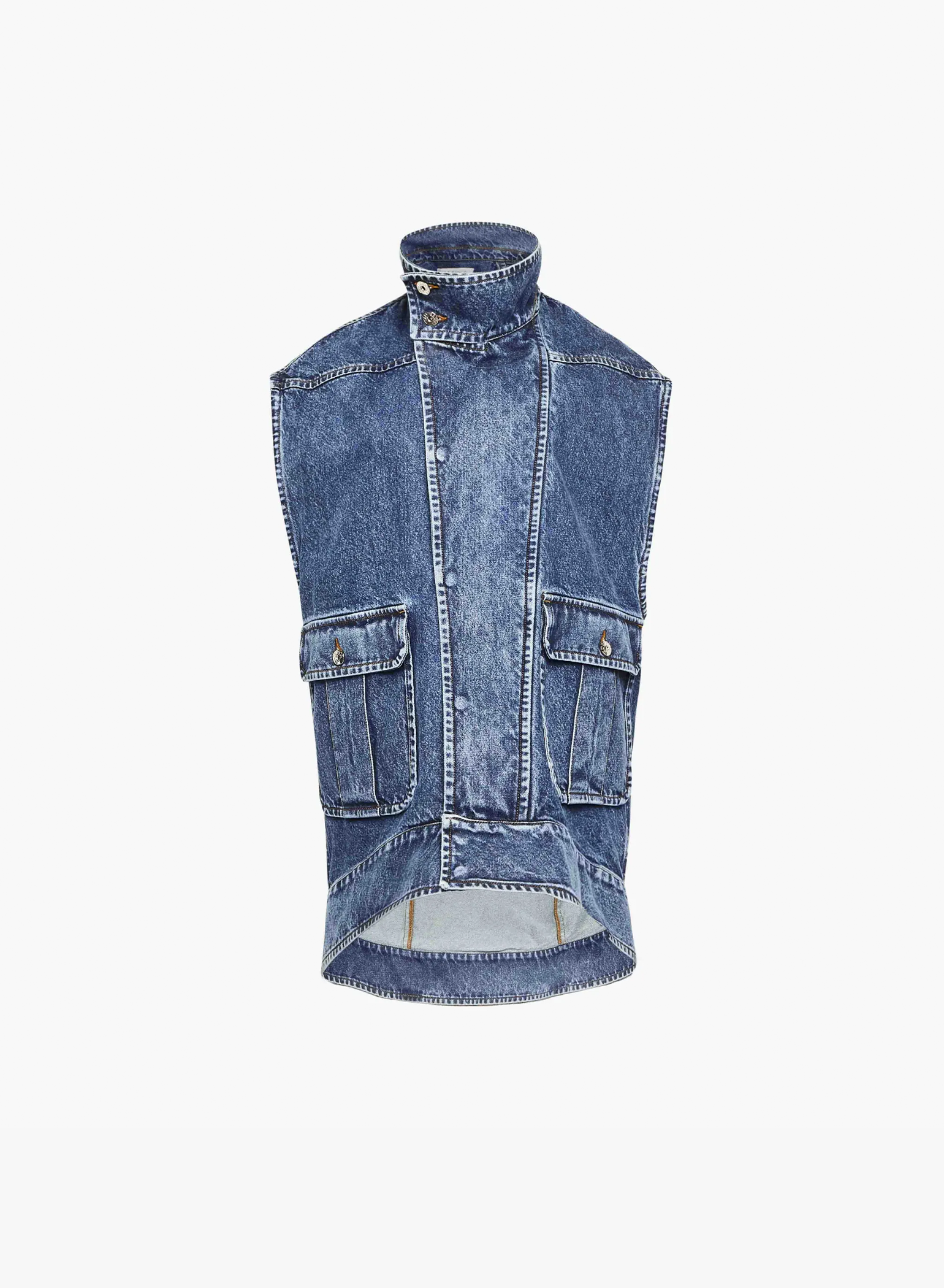 Oversized Sleeveless High Neck Jacket