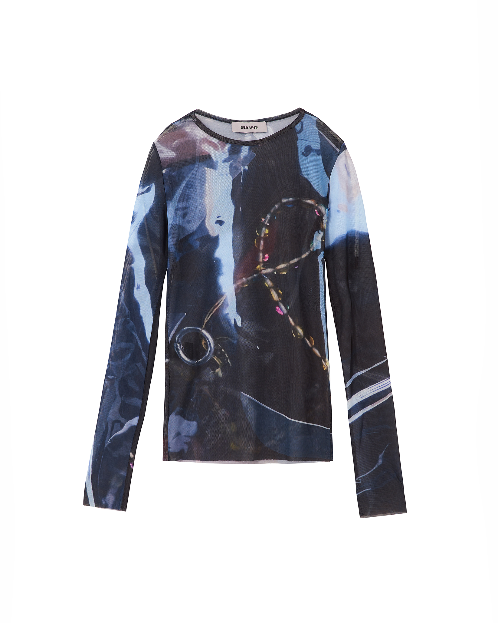 Black Shining Gem Tight Tech Top