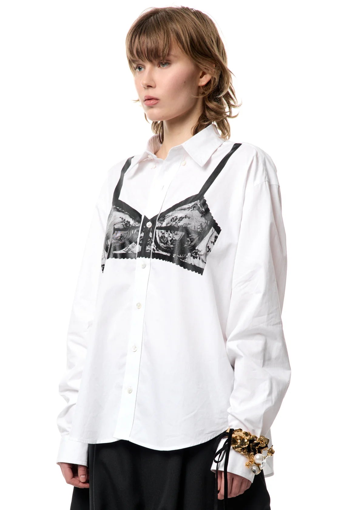 Women Trompe L'oeil Button Down Shirt Woven