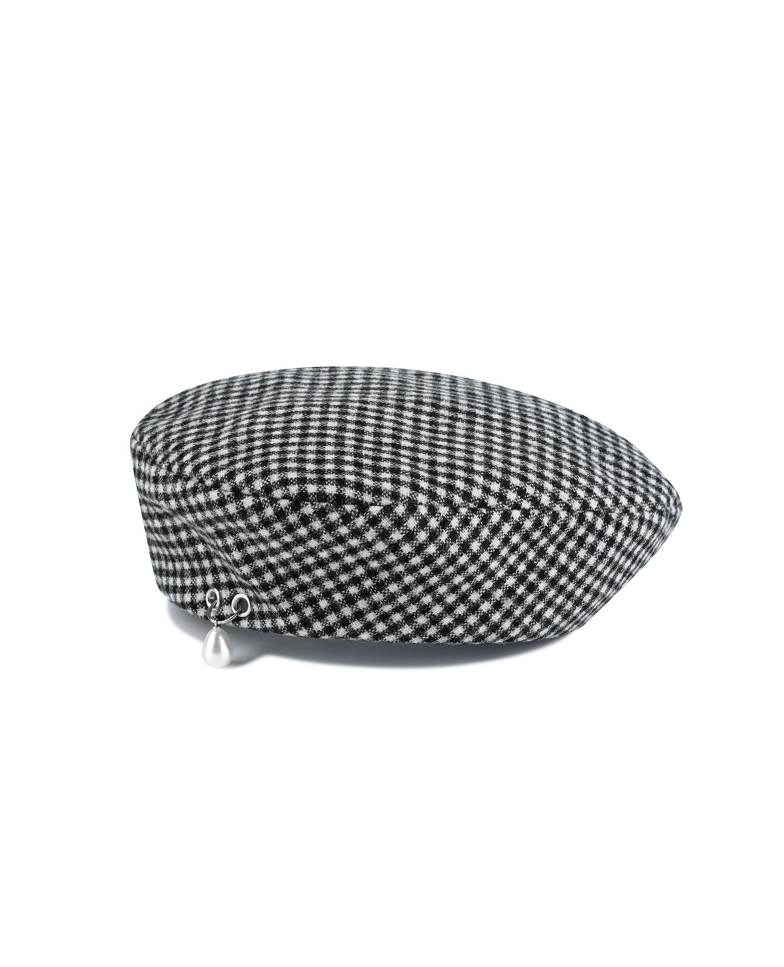 Wool Gingham Checked Beret