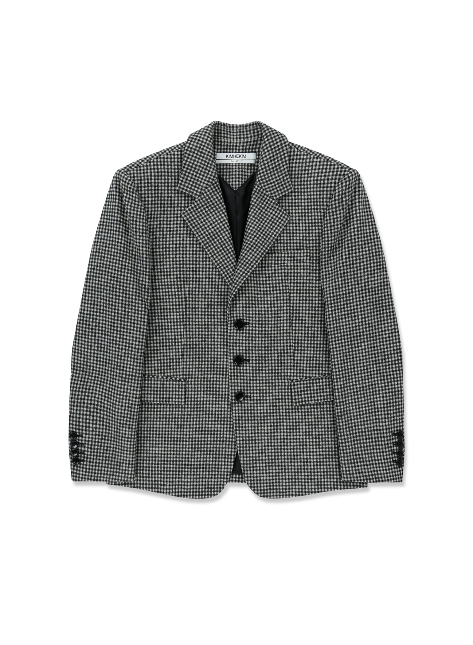 Wool Gingham Checked Single Tailoring Jacket