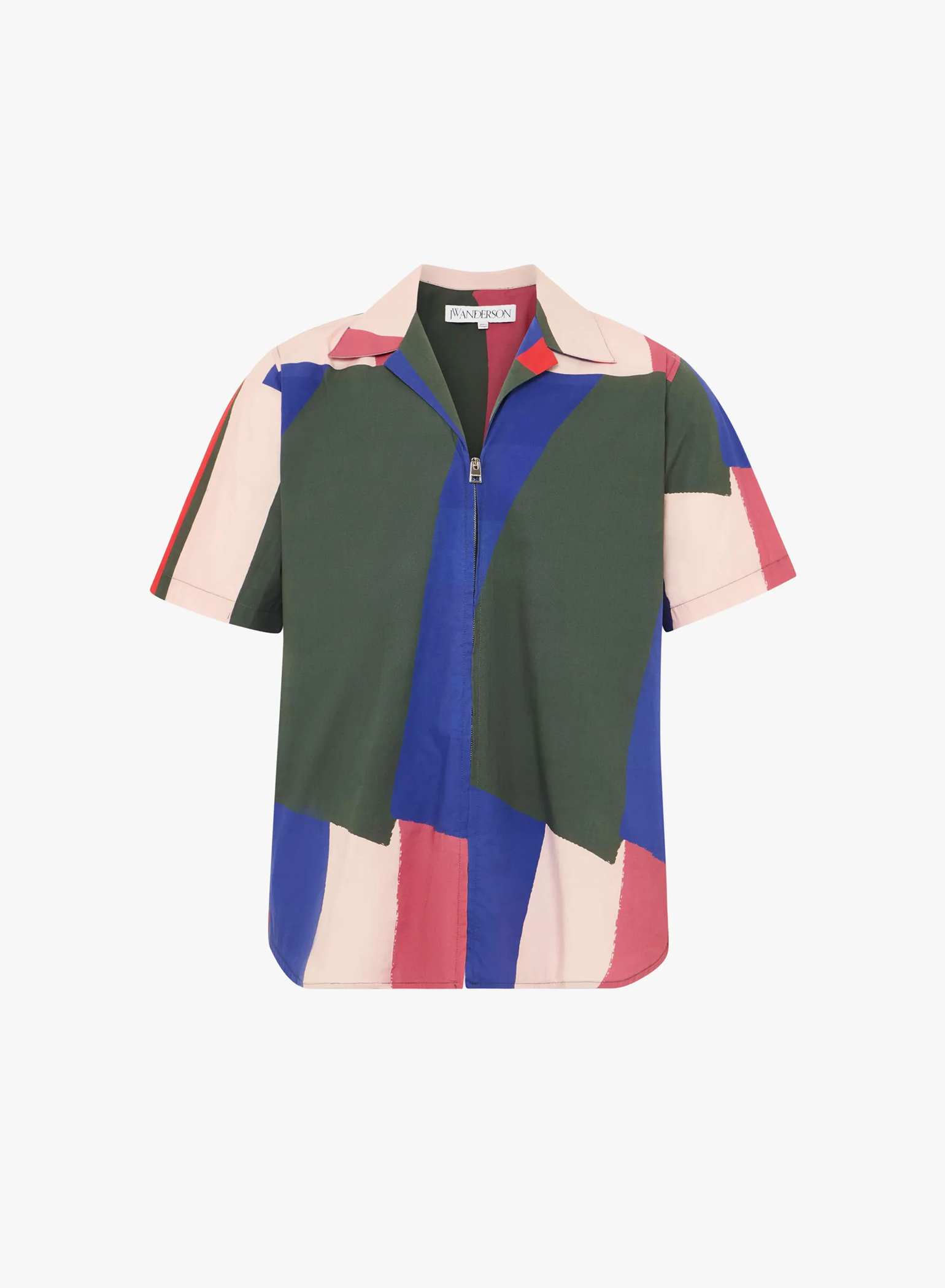 Zip Up Short Sleeve Printed Shirt