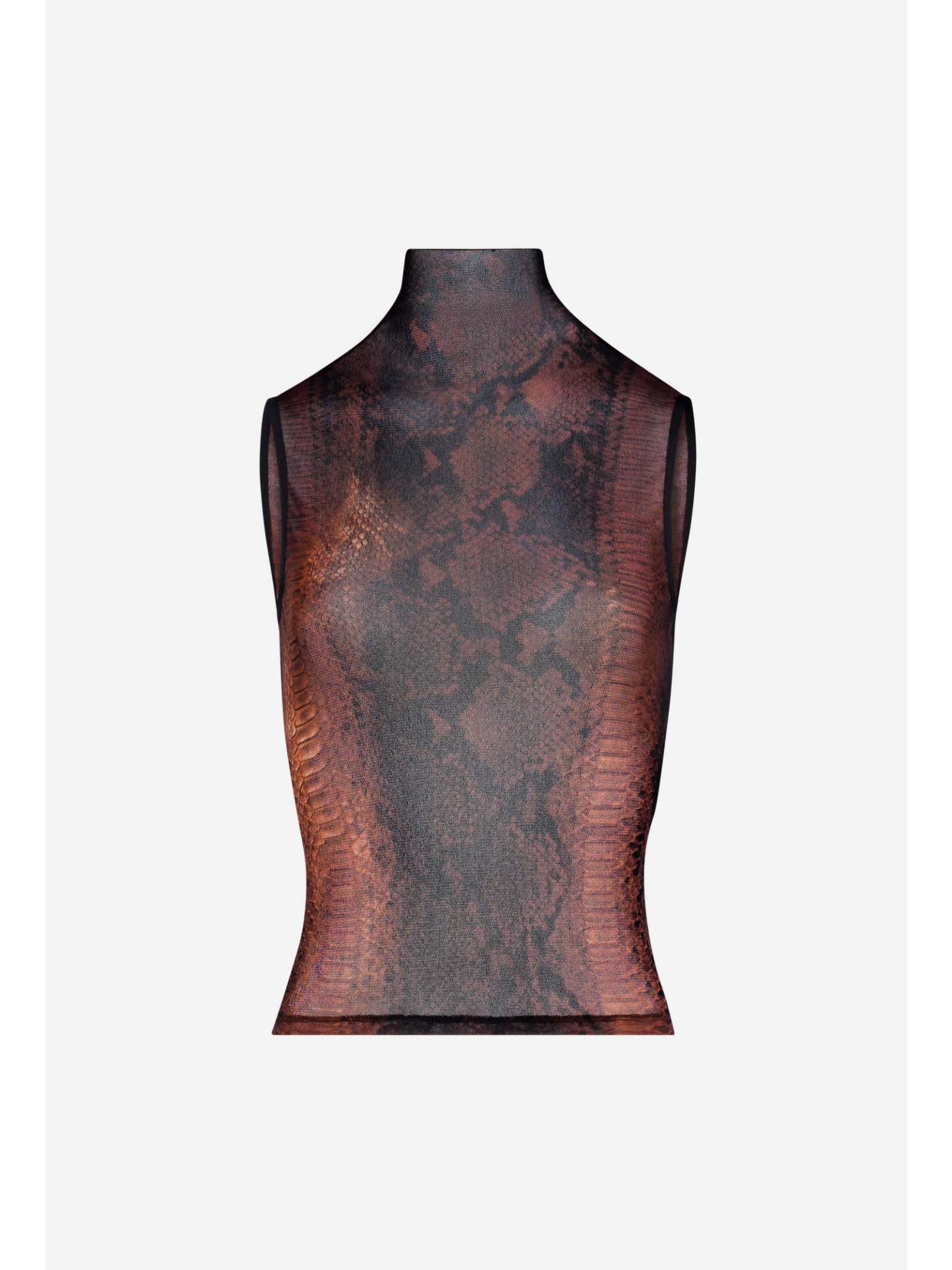 Mesh High Neck Tank Top Printed "python"