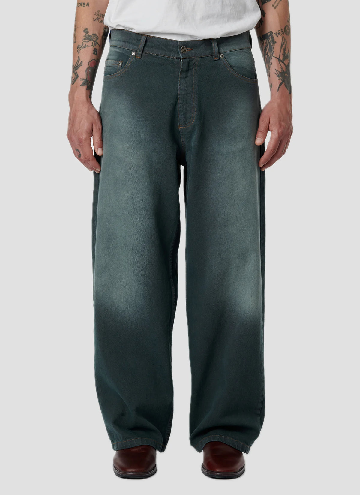 Men Sun Dyed Baggy Denim Pants Woven