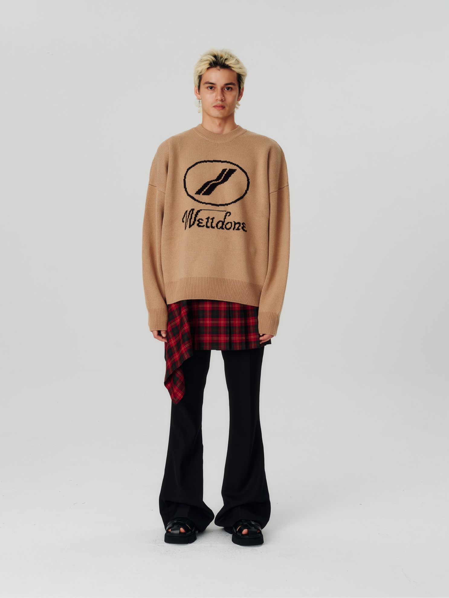 Beige logo jacquard sweater