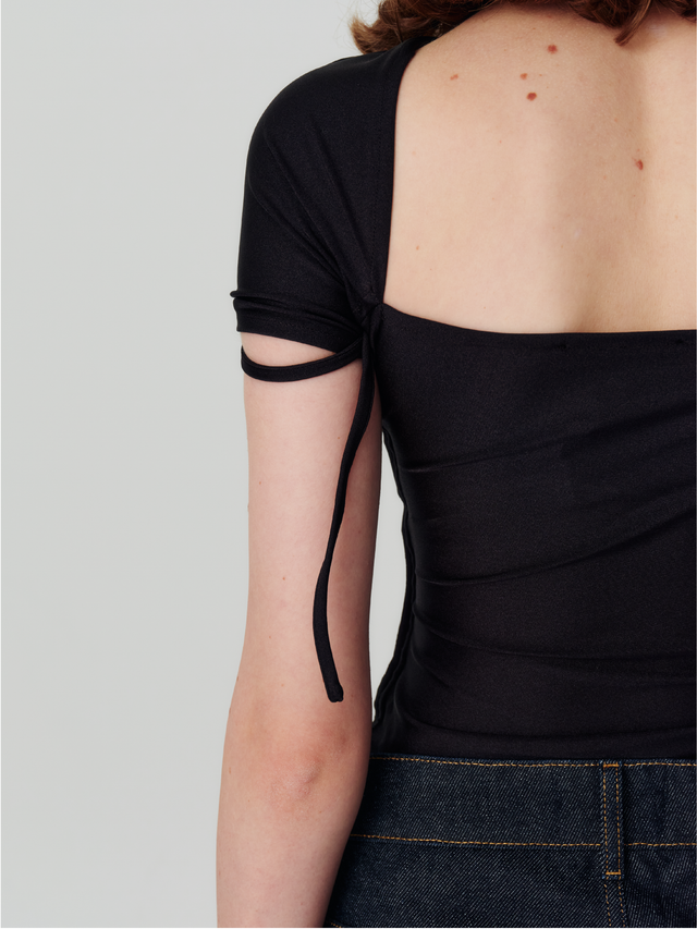 Asymmetric draped jersey top