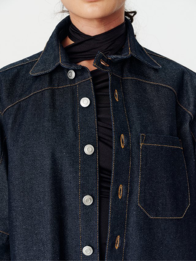 Denim moto shirt