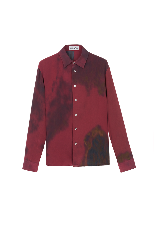 Burgundy Rust Silk Shirt