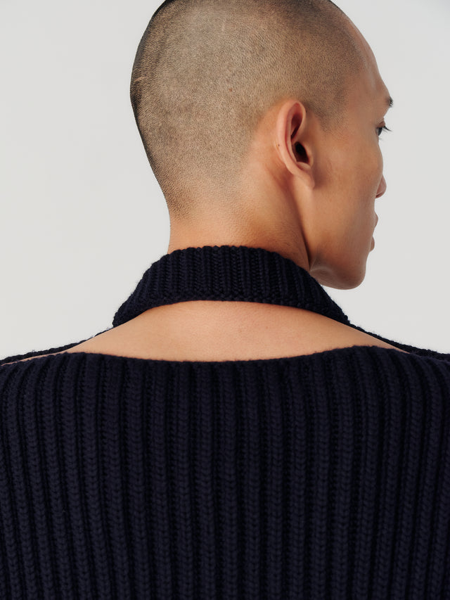 Ribbed sweater open back