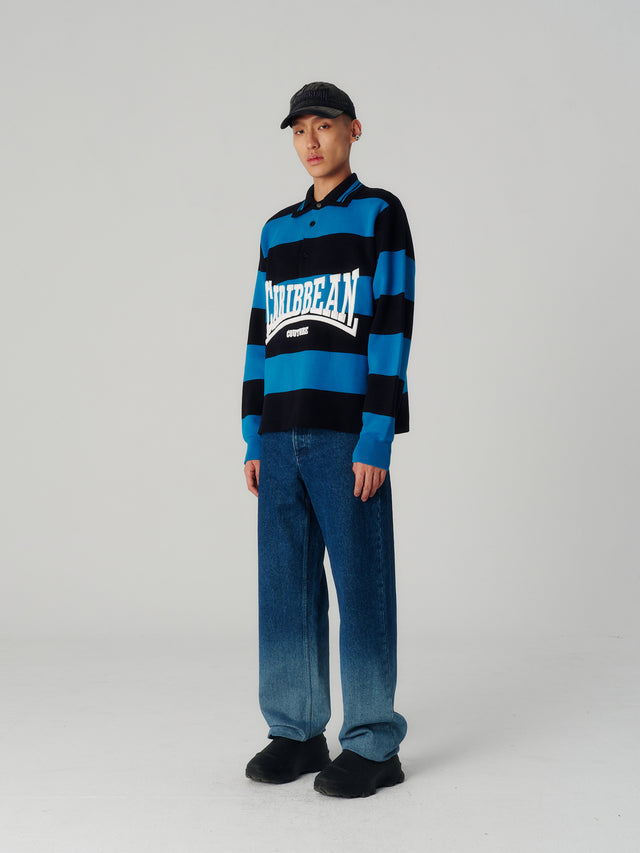 Knitted Striped Polo Caribbean Couture