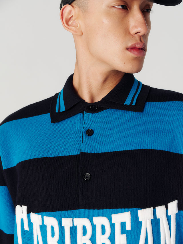 Knitted Striped Polo Caribbean Couture