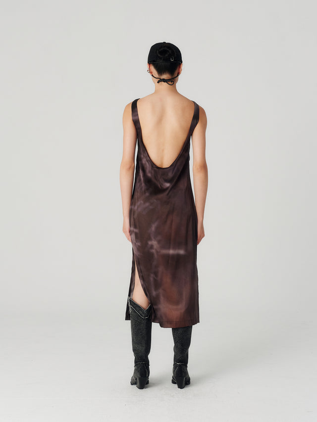 Wipe/Black Split Silk Dress