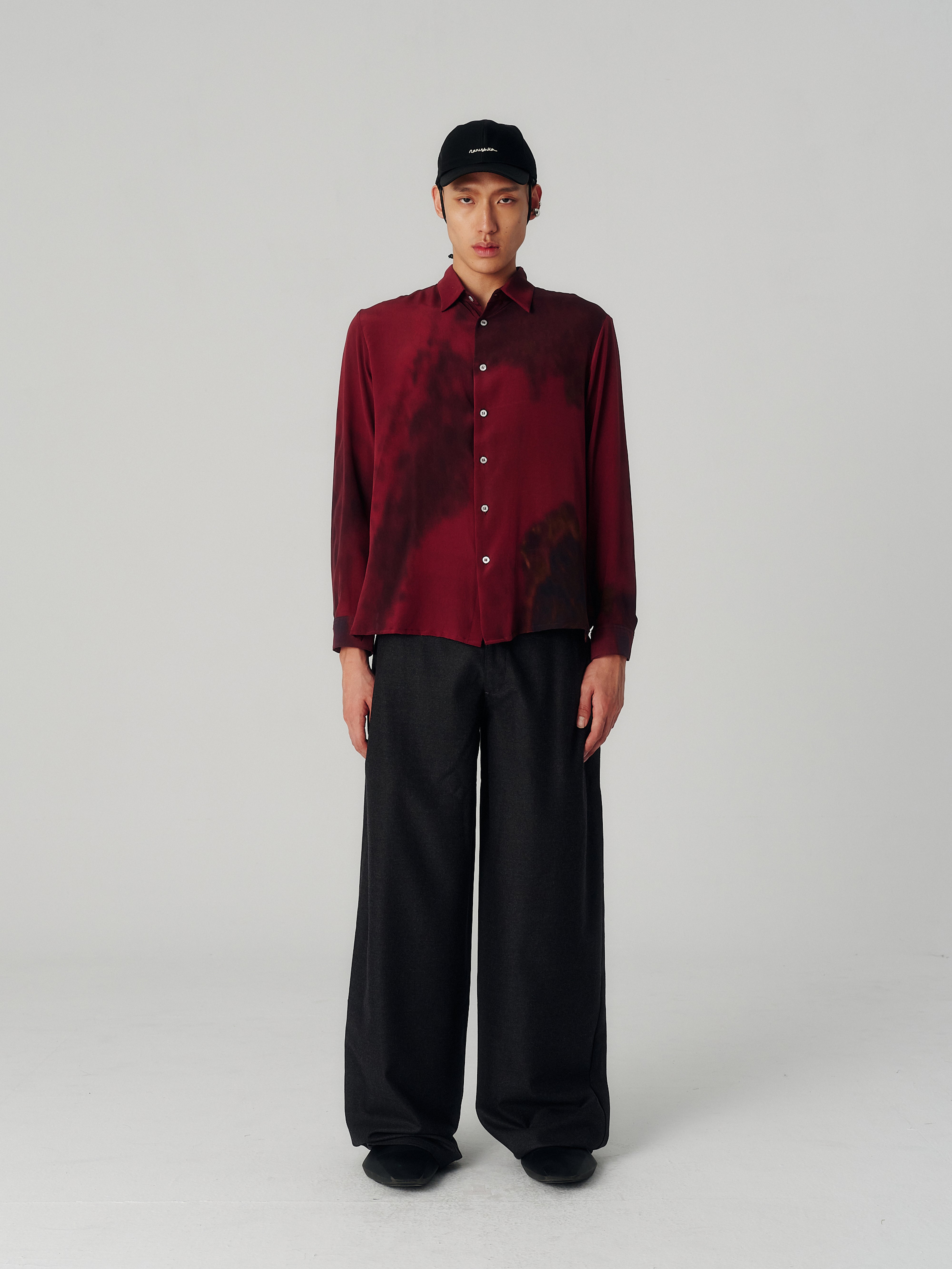 Burgundy Rust Silk Shirt