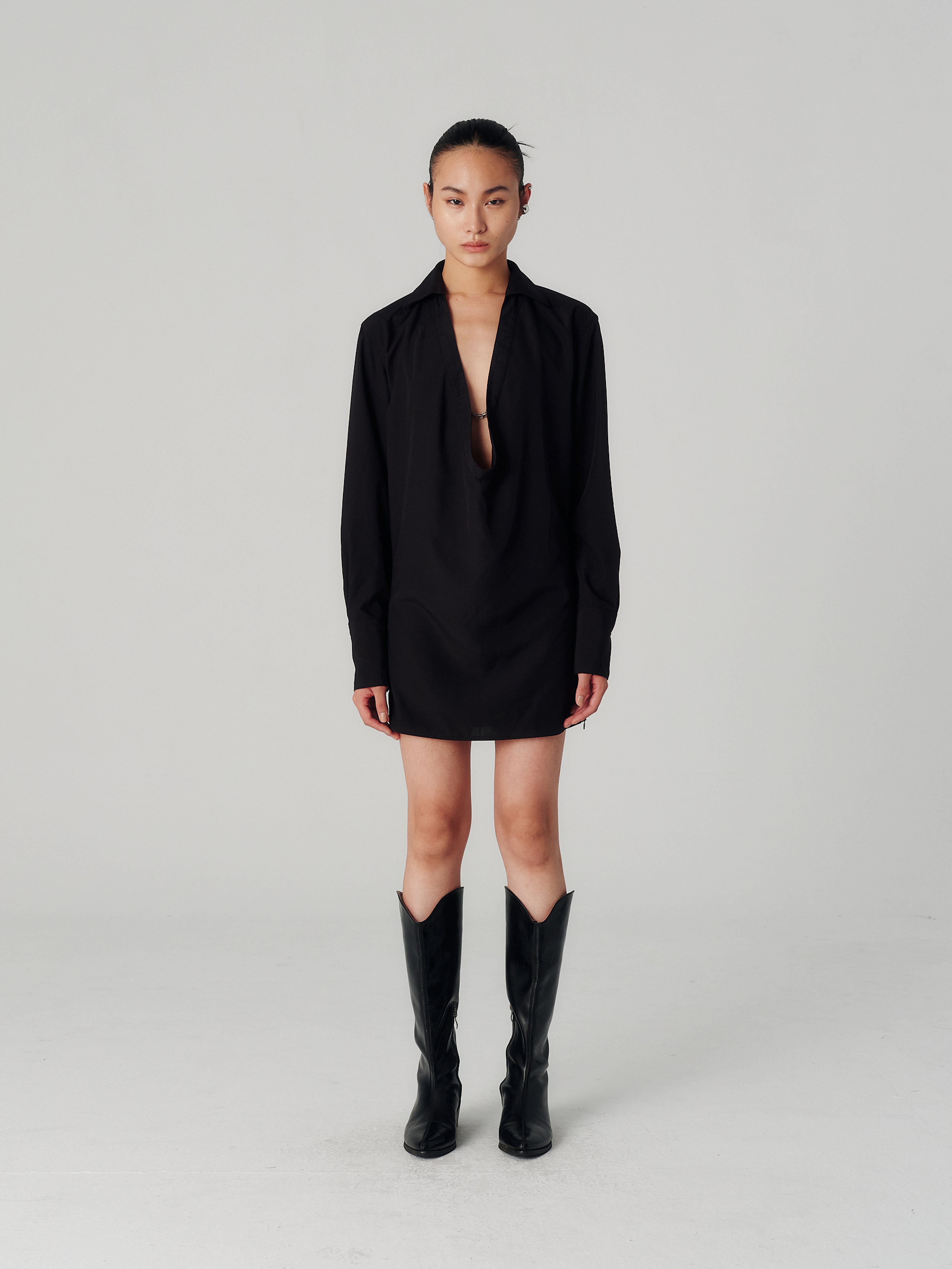 Circle Draped Shirt Minidress