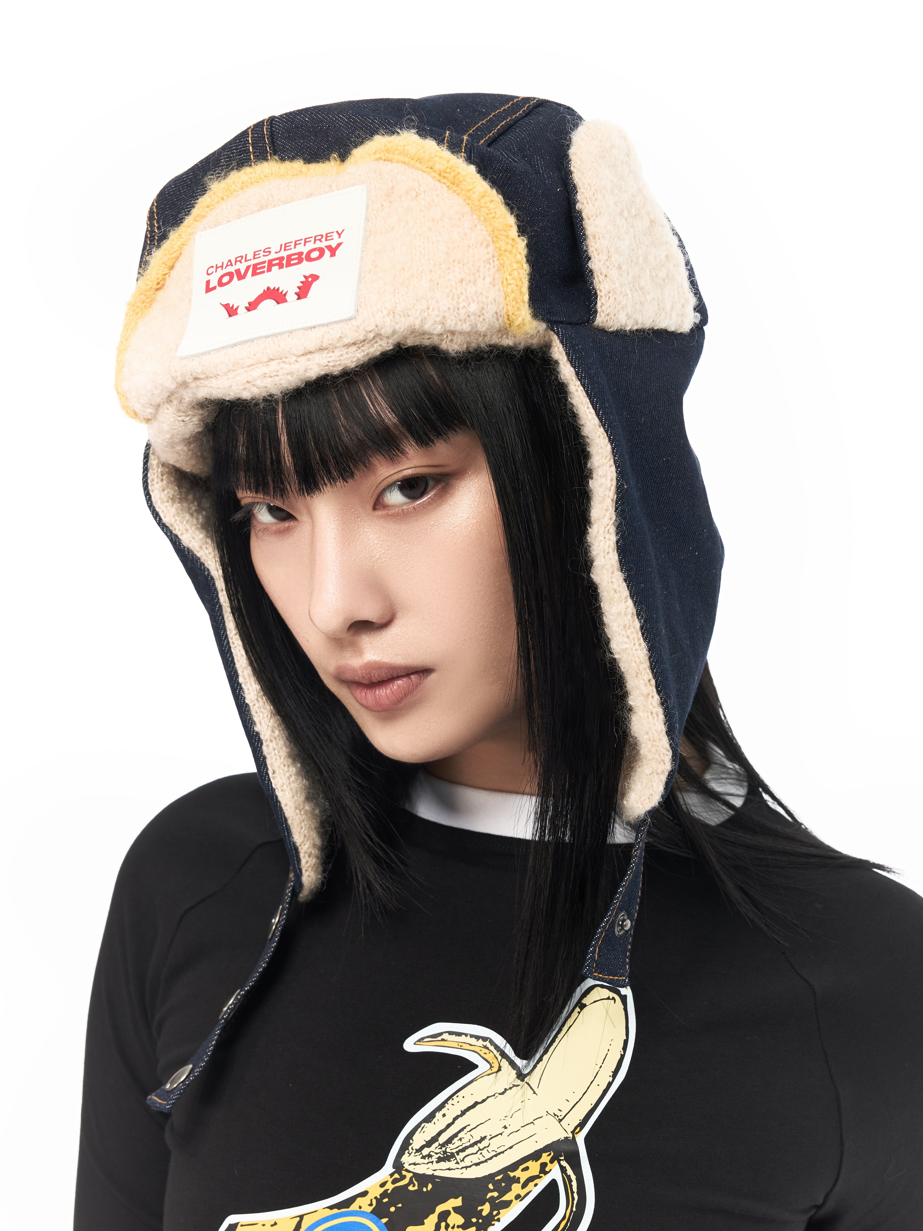 Trapper Hat With Knit Patch