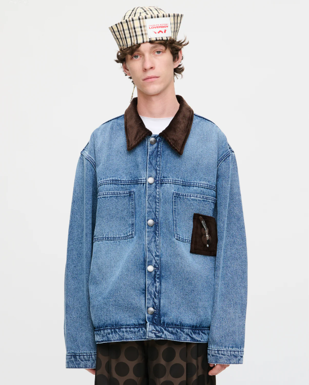 Denim Jacket With Corduroy Collar