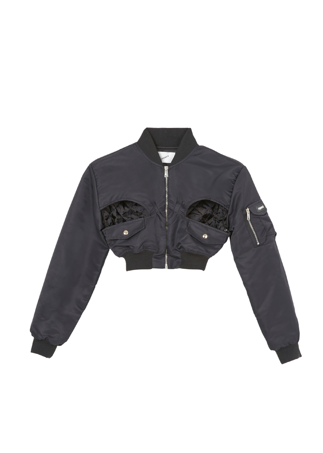Cut-out cropped bomber jacket