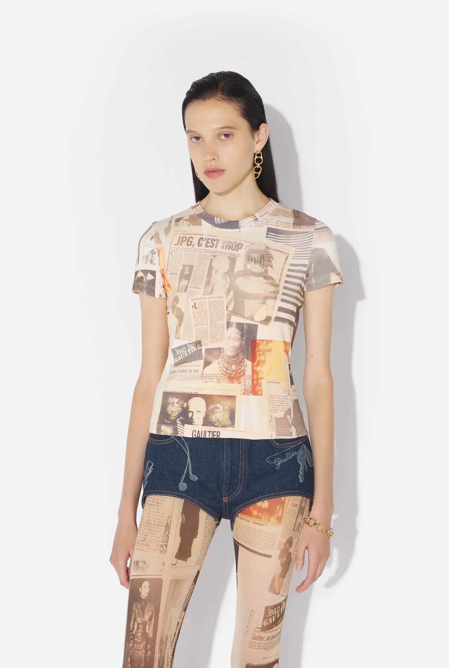 Mesh Double Sleeves Baby Tee Printed "journal"