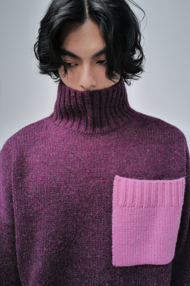 Patch Pocket Turtleneck Sweater