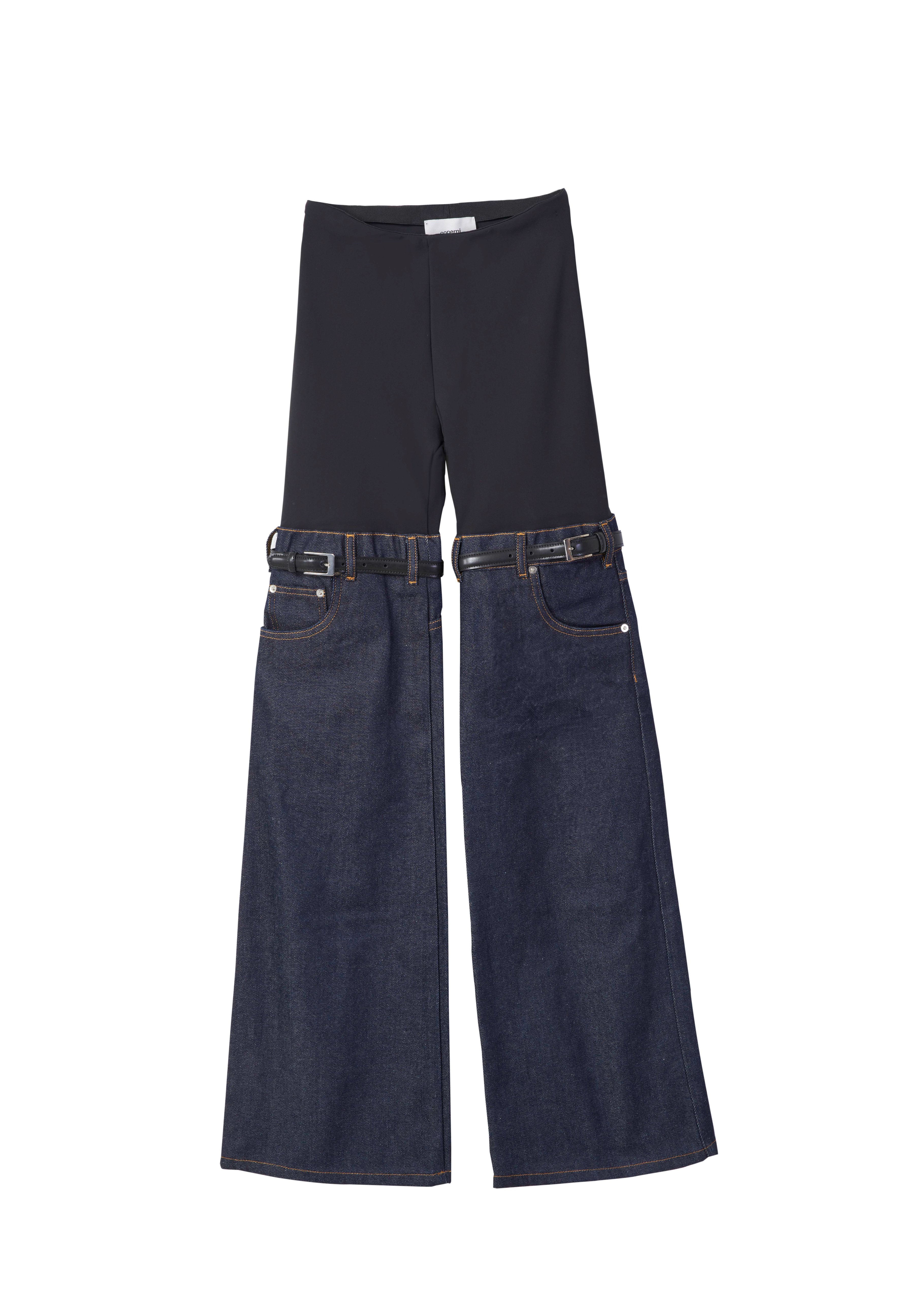 Hybrid denim flare trousers