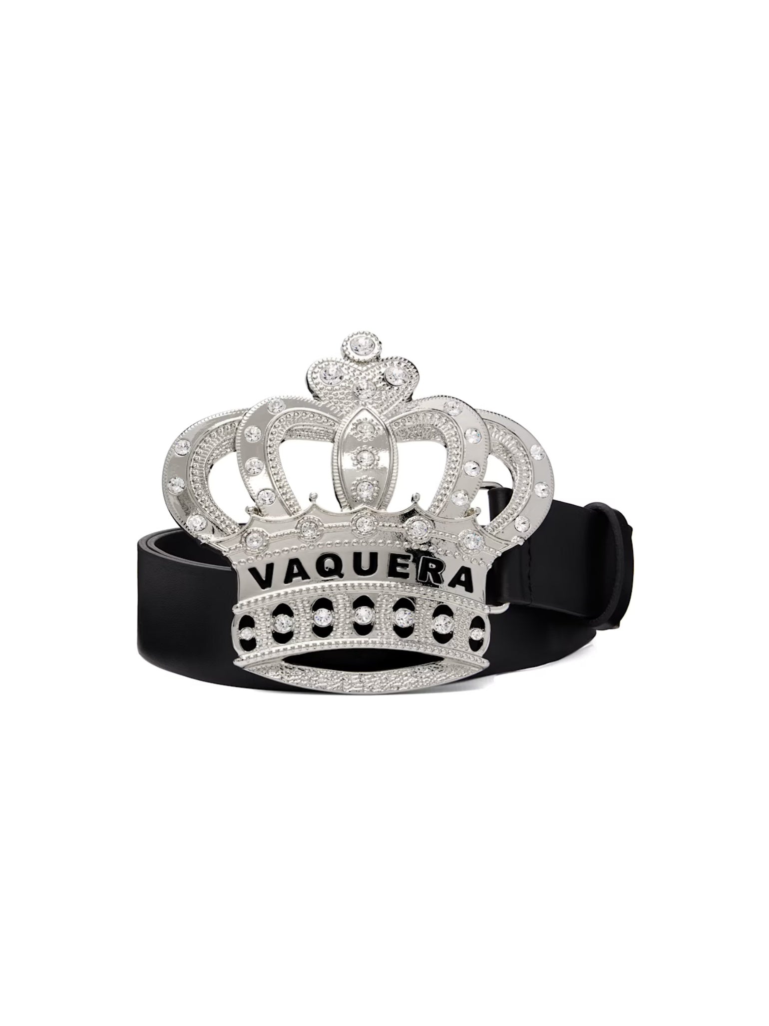 Women Swarovski Crystal Crown Belt Leather