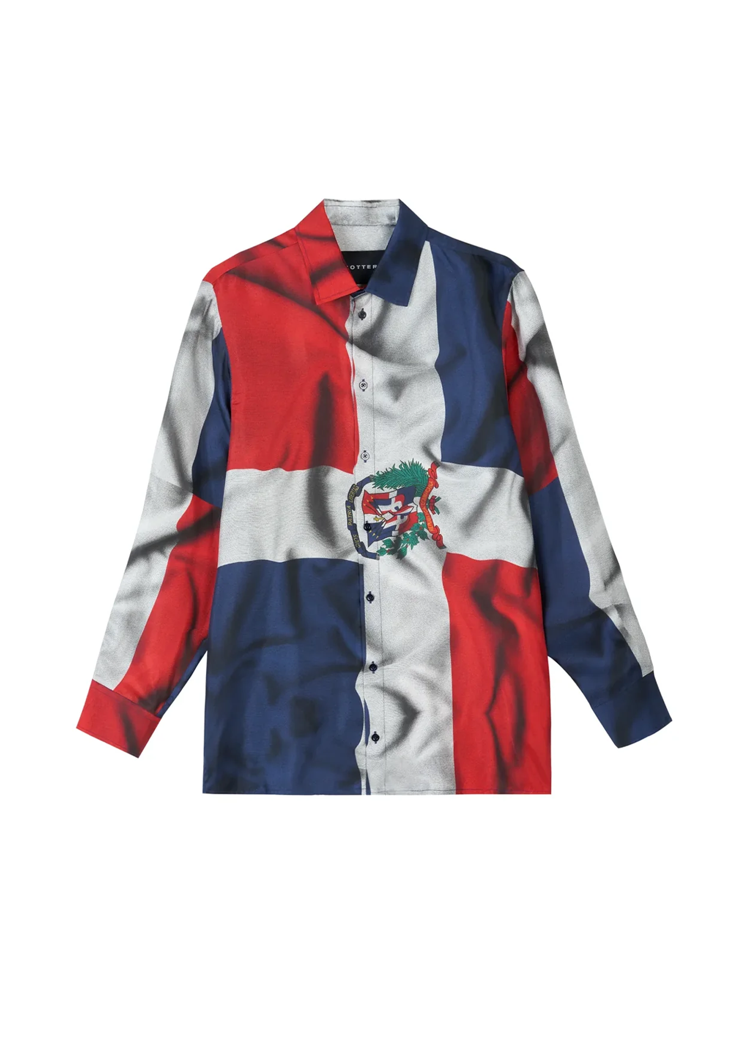 Classic Shirt Curacao Flag Print Silk