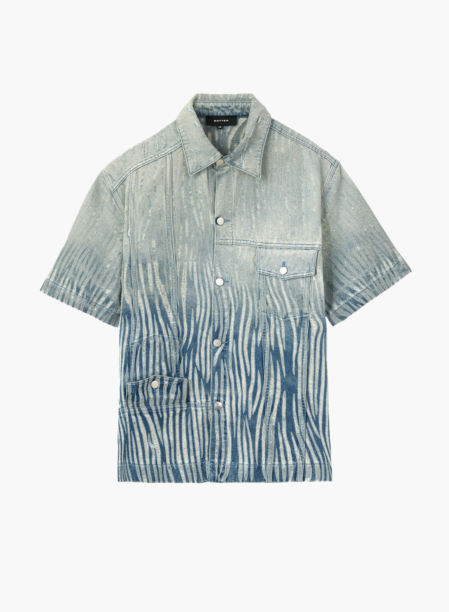 Denim Upside Down Shirt Short Sleeve Gradient