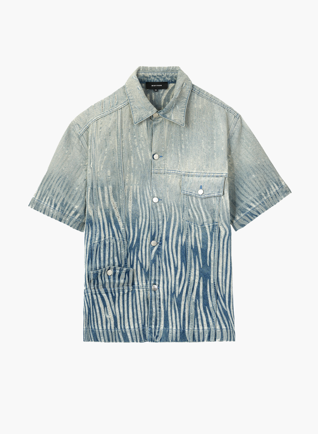 Denim Upside Down Shirt Short Sleeve Gradient