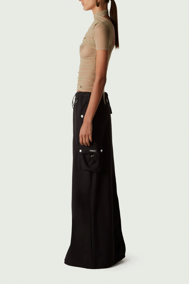 Tailored Cargo Maxi Skirt