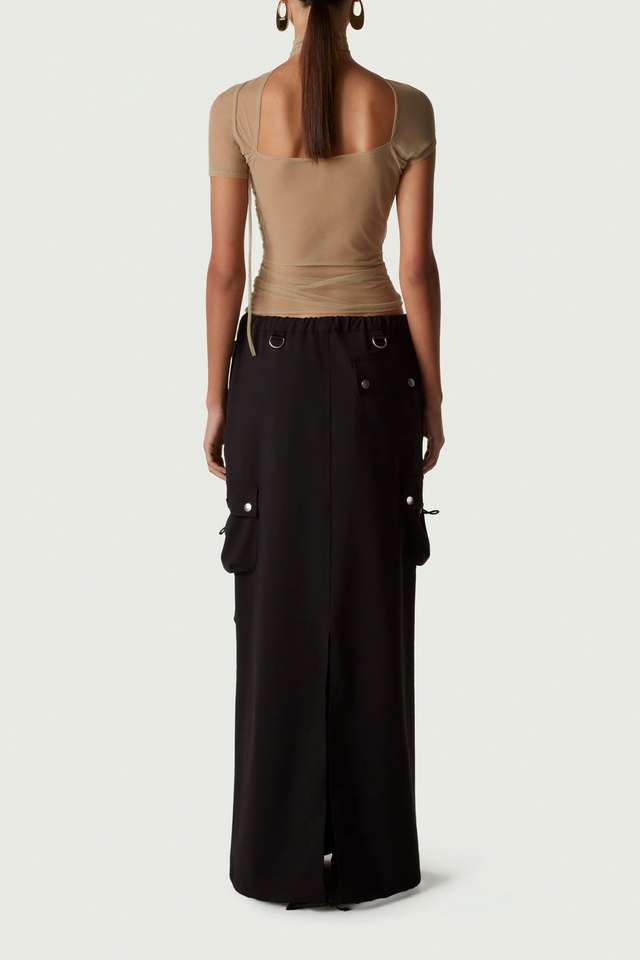 Tailored Cargo Maxi Skirt