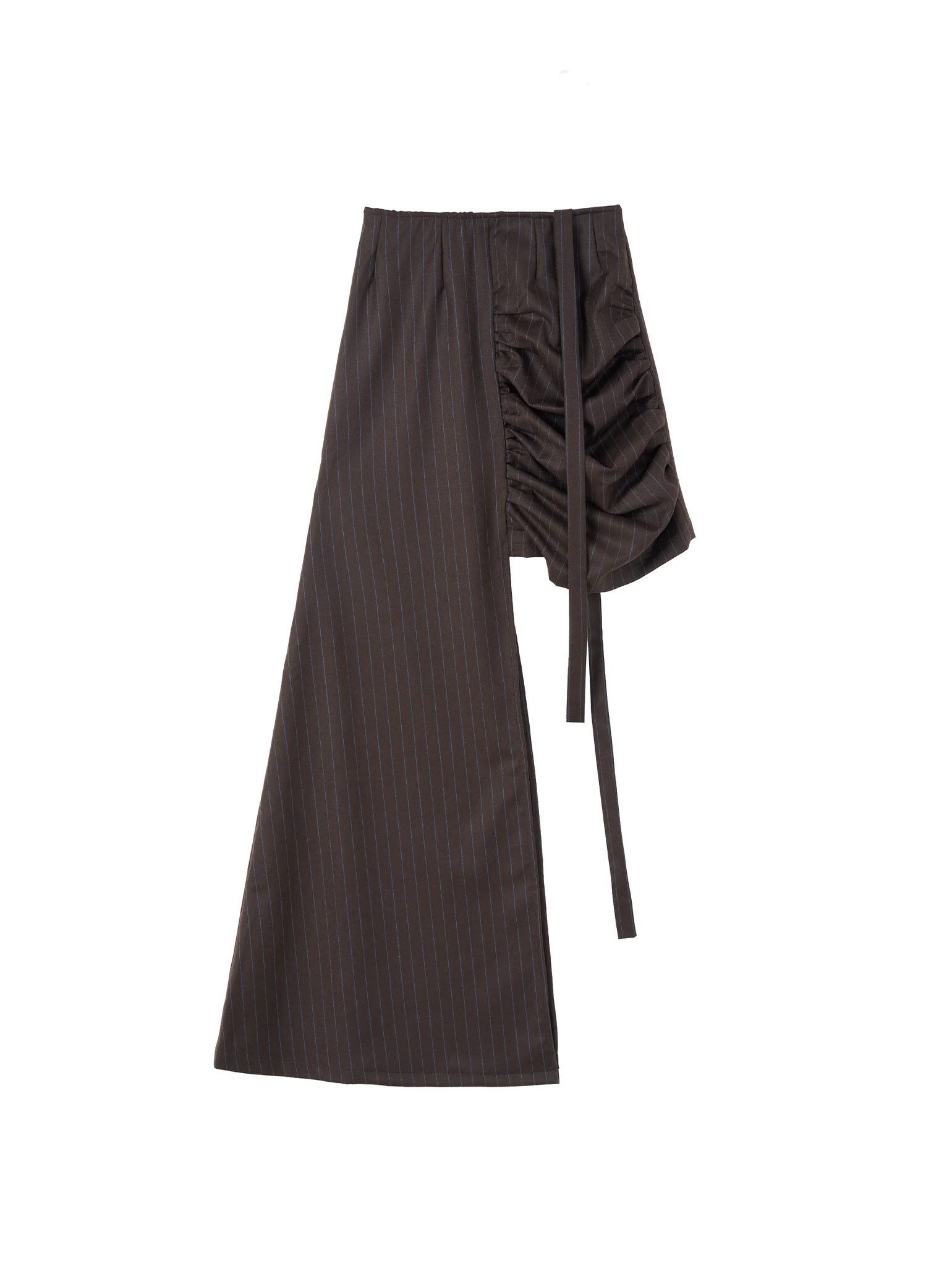 Brown Pinstr Split Skirt