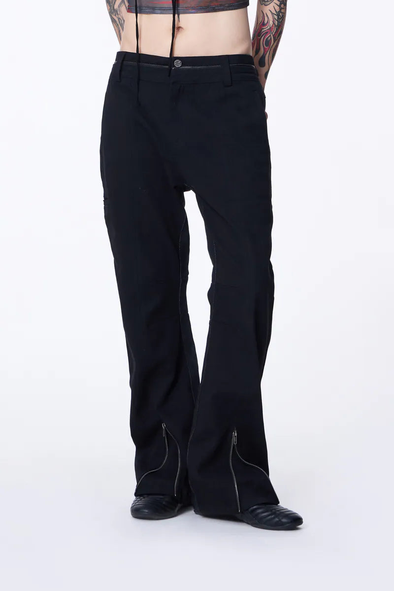 2-Way Color-Block Zip Denim Pants 2-way